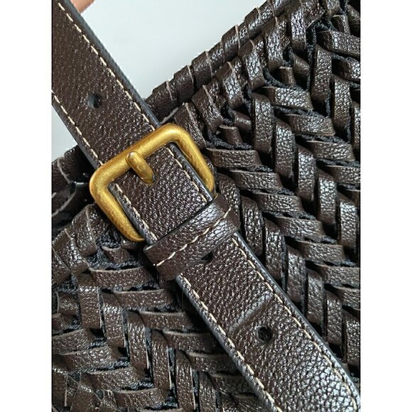 Anya Hindmarch Neeson Small Square Tote Handbag Bag brown capra leather woven - Picture 12 of 14